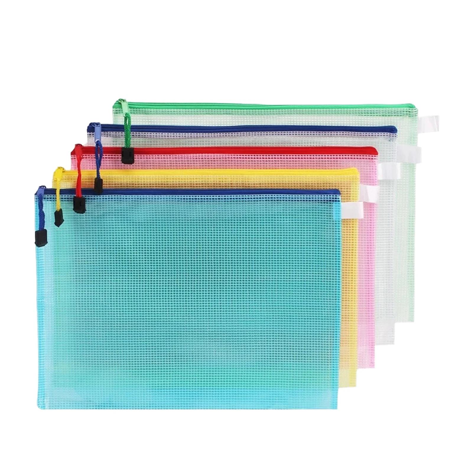투명 메쉬 파일 폴더 대용량 방수 문서 가방, 집 여행 지퍼 지갑, A4 학교 PVC 휴대용 사무실 스토리지, 5 개
